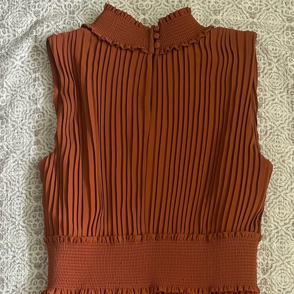 Nanette Lepore Pleated Sleeveless Dress In Gingerbread - Picture 7 of 8